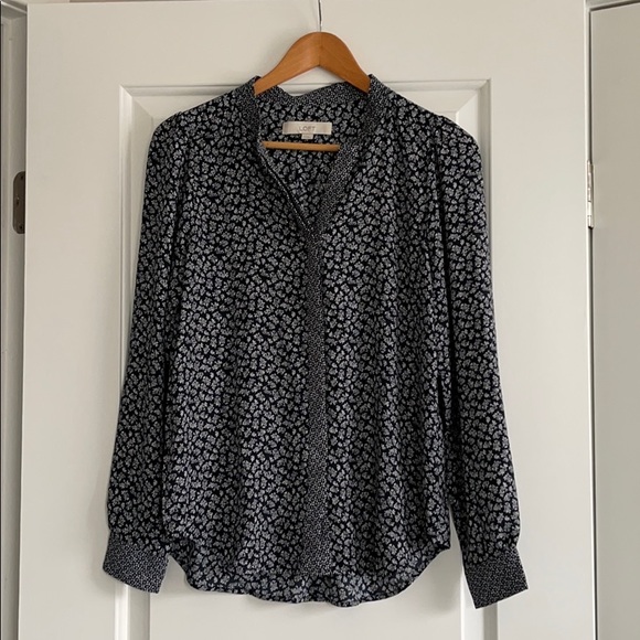 Loft Mixed Floral Split Neck Utility Blouse - Picture 3 of 4